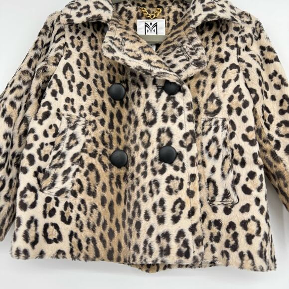 Milly Minis Girl's Animal Print Faux Fur‎ Coat Size 2 - Picture 3 of 13